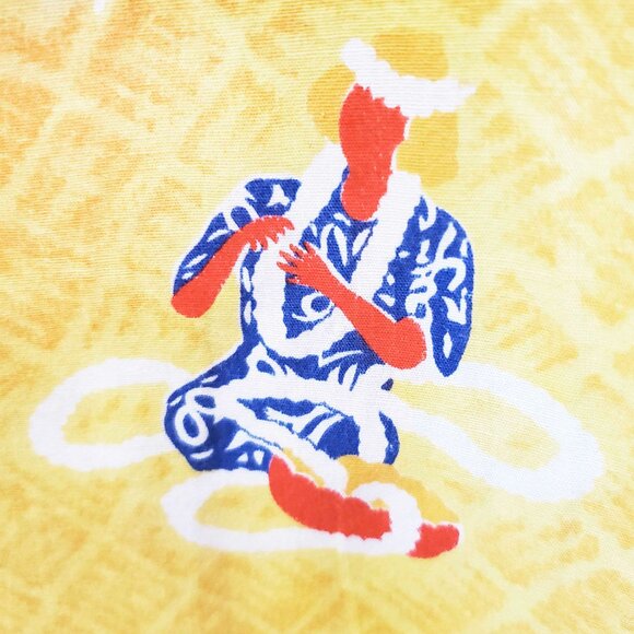 Vintage 50s / 60s Womens Hawaiian Dress Tiki  Gods Underwater Scene Yellow S/XS - Picture 10 of 15